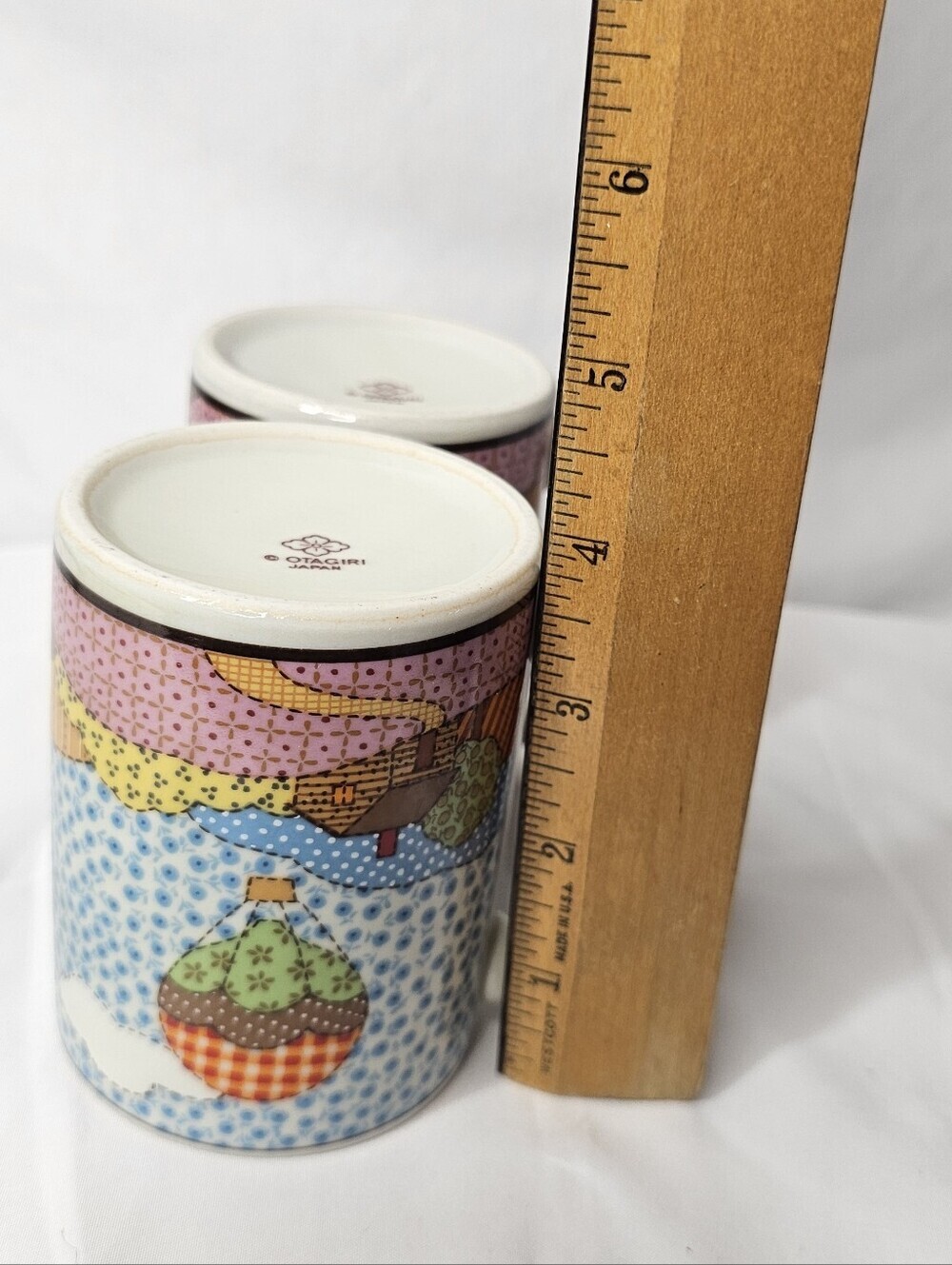 Vintage Otagiri Japan Hot Air Balloon Mug Set of 2 Ceramic Coffee Cups Village⁷ - Picture 6 of 7